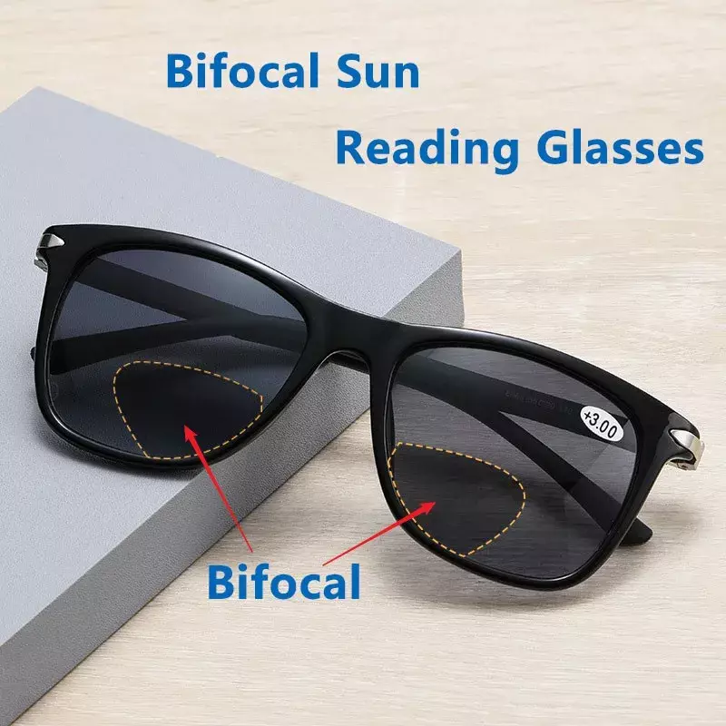 Nieuwe Tr90 Anti-Blue Ray Bifocale Leesbril Unisex Ultralichte Rijsport Presbyopie Bril Zonnelezer Bril 1.0-4