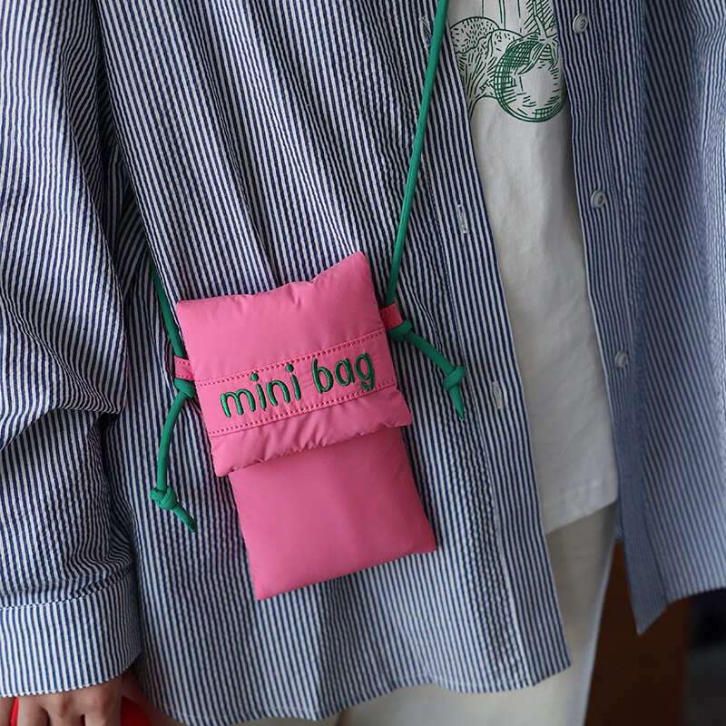 Kawaii Cute Sweet Letter Cell Phone Bag Korean Students Y2k Aesthetic Shoulder Crossbody Bags Fashion All Match Women Mini Bags