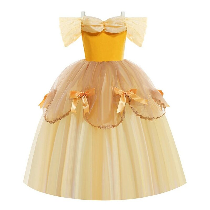 3-10 lat odzież dziecięca dziewczynka bez rękawów żółty puszysta sukienka Halloween boże narodzenie do odgrywania ról sukienka noworoczny prezent