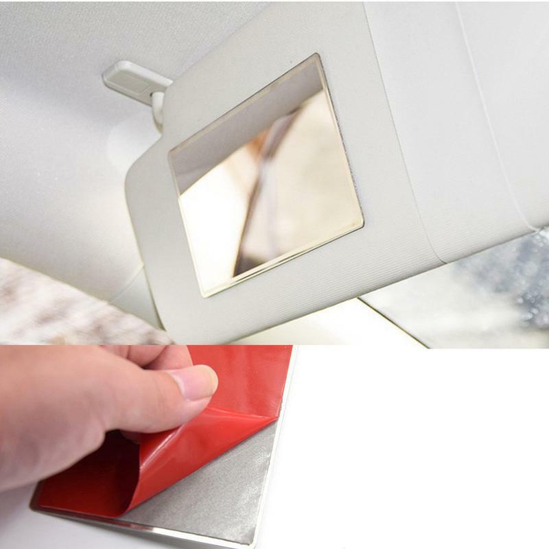 Car Cosmetic Mirror 110*65mm Stainless Steel Portable Sun-Shading Makeup Mirror Practical Car Interior For Car Decoration