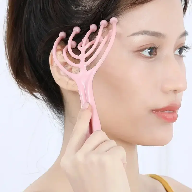 1 Pc Head Massager Scalp Neck Comb Roller Five Finger 9 Claws Steel Ball Hand Held Relax Spa Hair Care For Hair Stress Relief