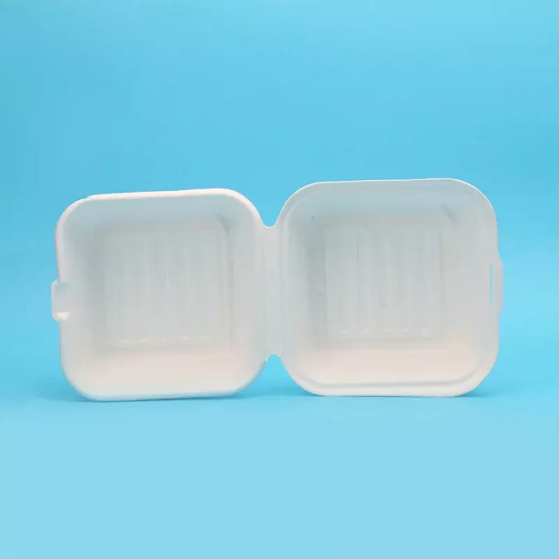 Fiambrera de bagazo de caña de azúcar de concha Biodegradable de grado alimenticio, productos personalizados, caja de hamburguesas de 6 pulgadas, venta al por mayor