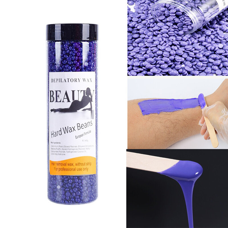 400g Wax Beans Depilatory Hot Film Wax Hard Wax Beads for Bikini Face Hair Legs Arm Hair Removal Bean Painless for Woman Men