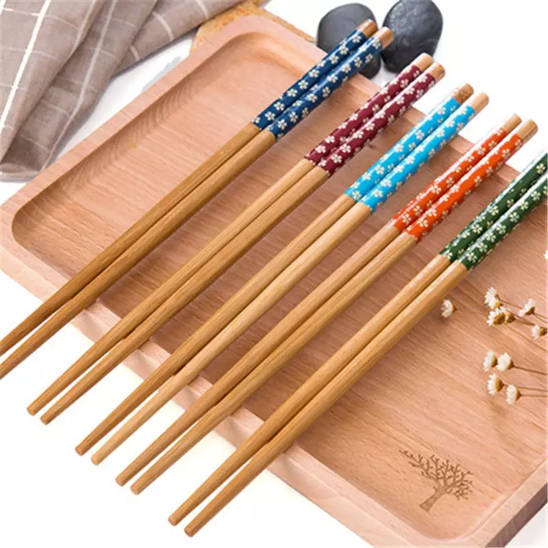 Palillos de bambú de cereza natural para el hogar, palillos largos de madera maciza, 1398