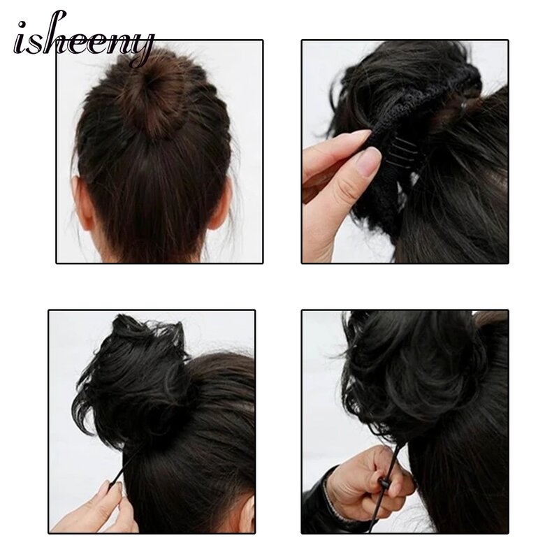 Isheeny-Extensions de Cheveux Naturels Lisses pour Femme, Queue de Cheval avec réinitialisation, Chignon Matut Updo