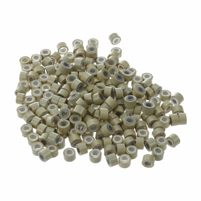 Micro anneaux doublés en silicone pour extensions de cheveux, liens de perles, document blond, 5mm, 200 pièces
