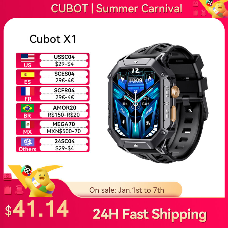 CUBOT X1 Smart Watch 2.13-inch AMOLED Screen, 850mAh Battery, Waterproof Sport smartwatch for Men, Bluetooth Call, Heart Rate