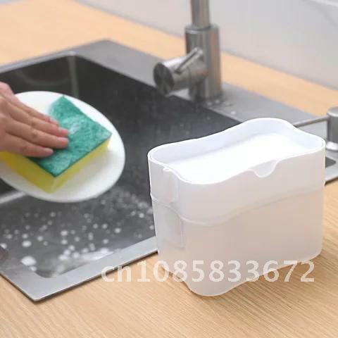 スポンジ付き液体石鹸ディスペンサー,2 in 1,ポンプ付きオーガナイザーボックス,キッチンツール,バスルーム用品