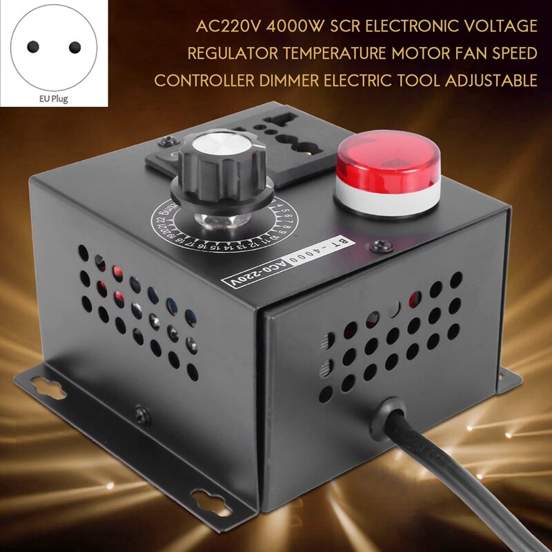Ac220v 4000W Scr Electronic Voltage Regulator Temperature Motor Fan Speed Controller Dimmer Electric Tool Adjustable,Eu Plug
