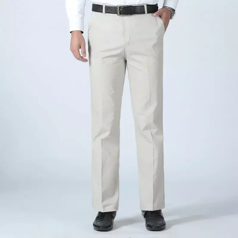 Męskie letnie cienkie półformalne spodnie do garnituru jesienne grube bawełniane klasyczne moda biznesowa spodnie ze stretchem męskie markowe ciuchy