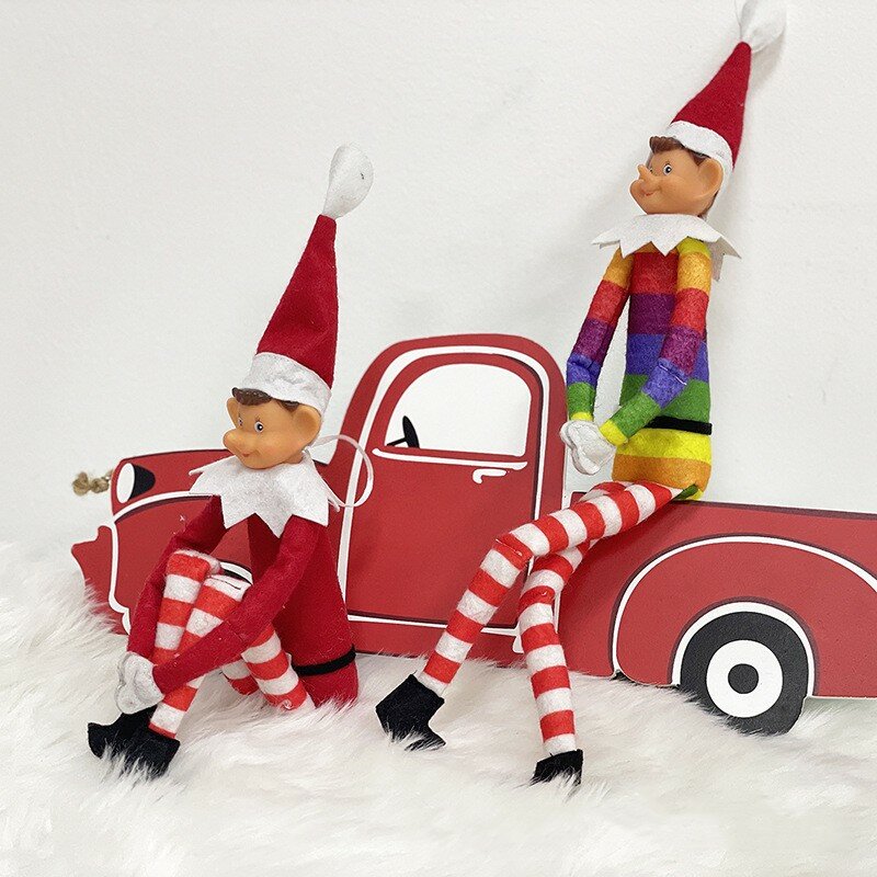 Elfo navideño de patas largas, estantería de escritorio para el hogar, elfo de arcoíris travieso, fiesta de año nuevo, regalo para niños
