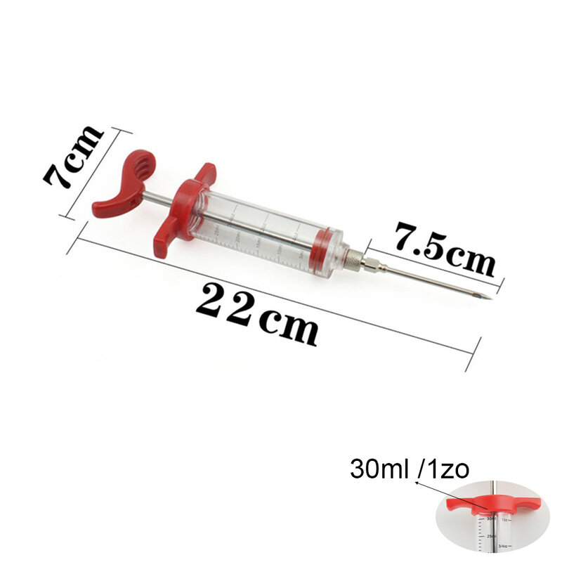 Food Grade PP Stainless Steel Needles Spice Syringe Set BBQ Meat Flavor Injector Kithen Sauce Marinade Syringe Accessory