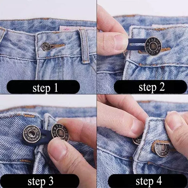 Fivelas de fixação destacável, botões de cintura de metal, extensor sem unhas, fivela retrátil, acessórios DIY para calças e jeans