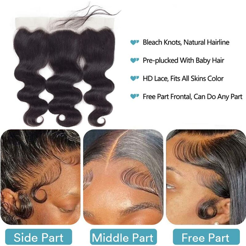 Zestawy typu Body Wave Ludzkie włosy z przednim 13x4 HD Przezroczysta koronka z przodu 100% naturalne ludzkie doczepiane włosy Brazylijskie prawdziwe włosy