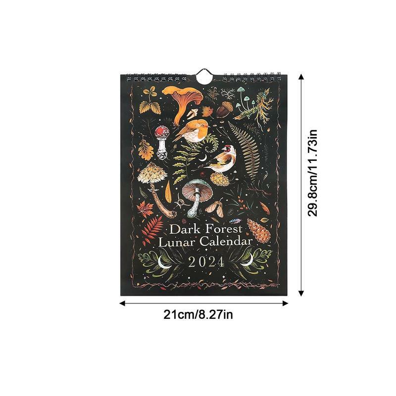 Calendrier lunaire de la forêt sombre pour la décoration de la chambre, cadeau créatif, pendentif mural, argent, bureau, maison, art, lune, original, 2024