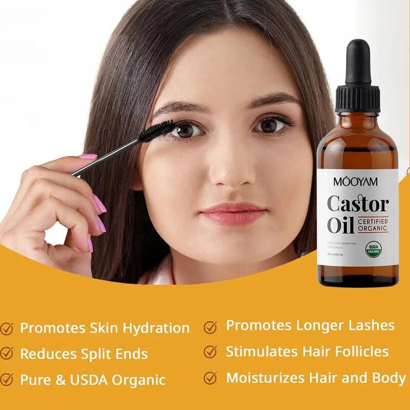 Eyelash Growth Serum Castor Oil Longer Fuller Eyelash Nourishing Lashes Enhancer Treatment Hair Eyebrow 60ml Lifting Essenc W8H3