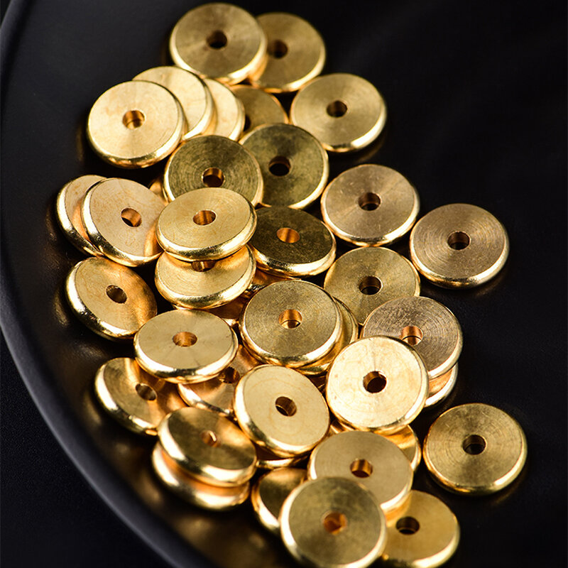 100 peças de metal latão plano espaço grânulos 3/4/5/6/7/8mm pulseiras solto charme grânulo para diy colares jóias que fazem acessórios