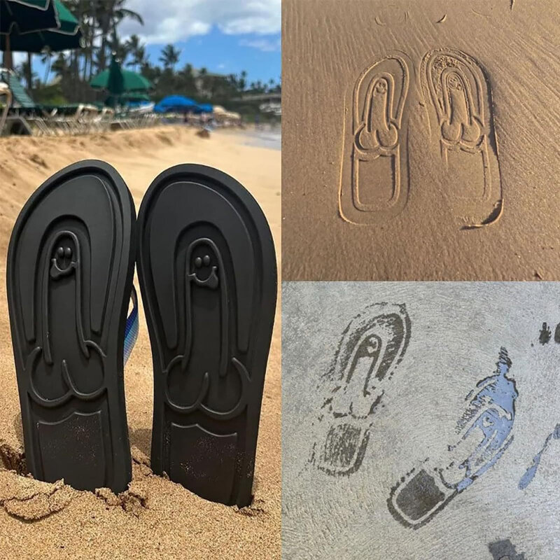Chanclas creativas para adultos, Chanclas de playa con pene oculto, zapatillas divertidas de secado rápido