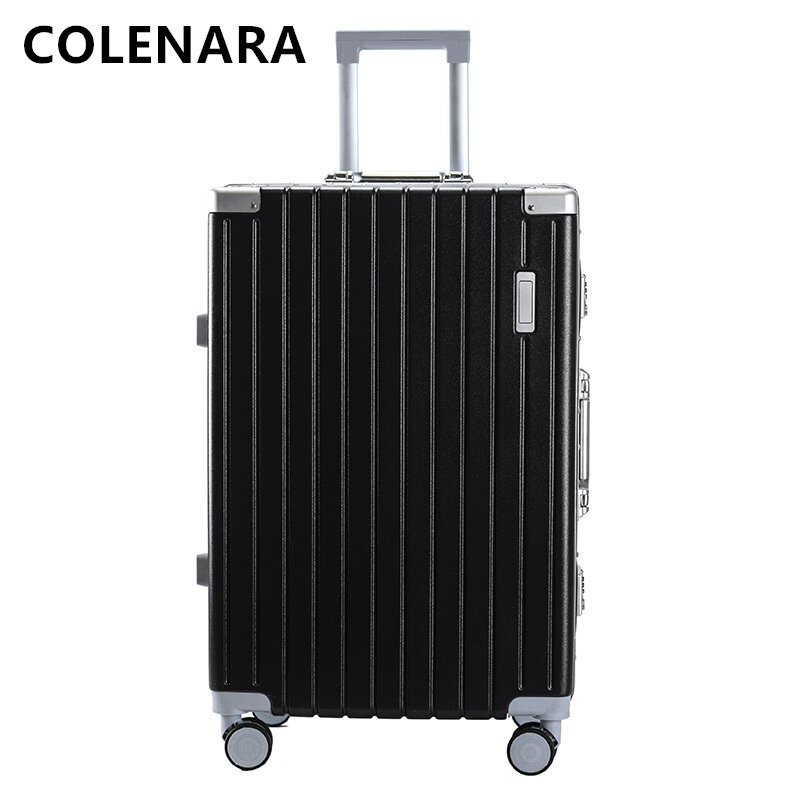 COLENARA PC Luggage 26 Inch Aluminum Frame Trolley Case Wear-resistant Boarding Box 20 "Women with Cup Holder Cabin Suitcase
