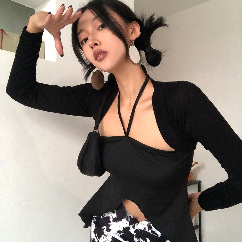 Miiiix koreanische Mode Nische Design Sinn Strickjacke Frauen Frühling neue minimalist ische gestrickte Schal Top weibliche Kleidung