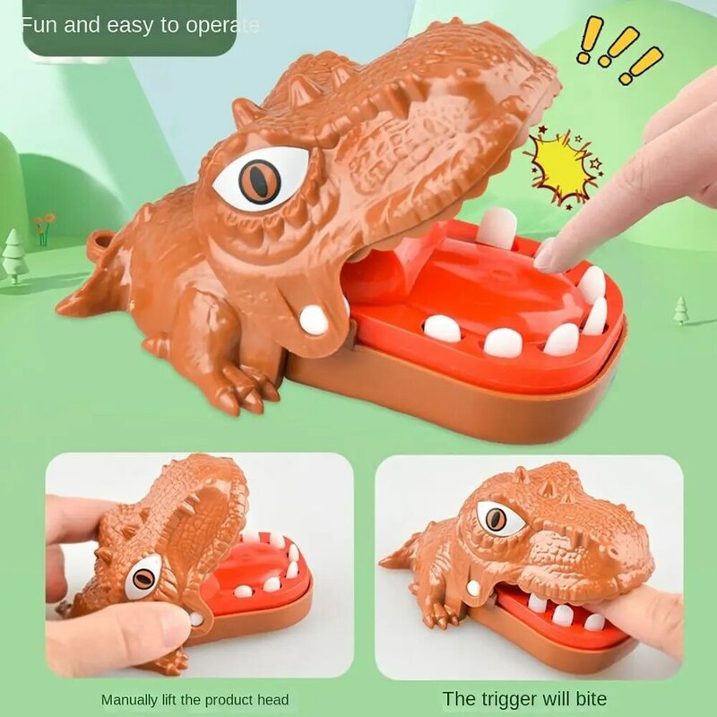 Stress Reliever Mini Dinosaur Bite Finger Toy Trick Plastic Random Color Bite Hand Toy Dinosaur Decompression Toy Gift