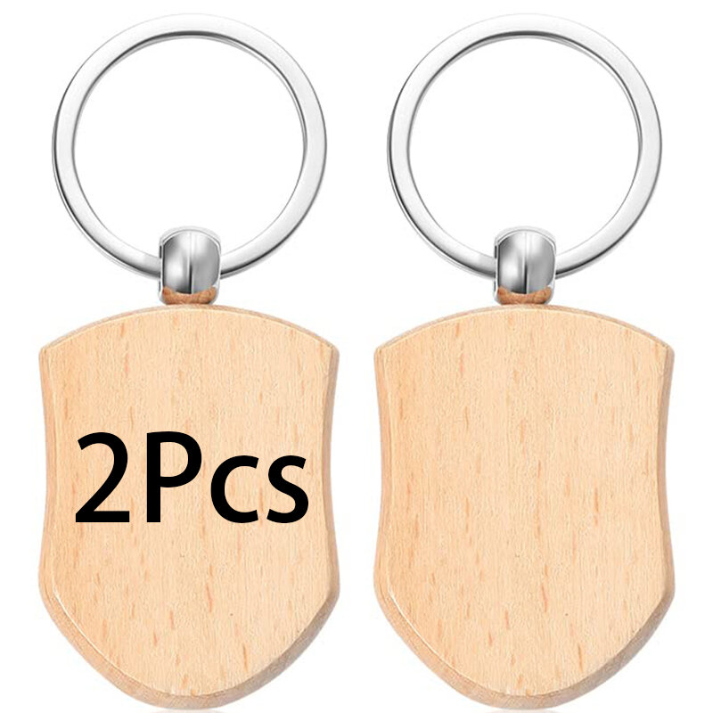 2Pcs Wooden Keychain Blank Key Chain Unfinished Wood Key Tag for DIY Crafts
