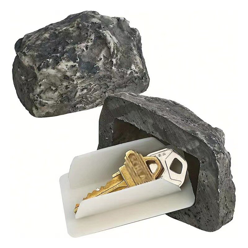 Caja de almacenamiento de llaves de resina, piedra de simulación, aspecto de roca falsa, hide-a-spare