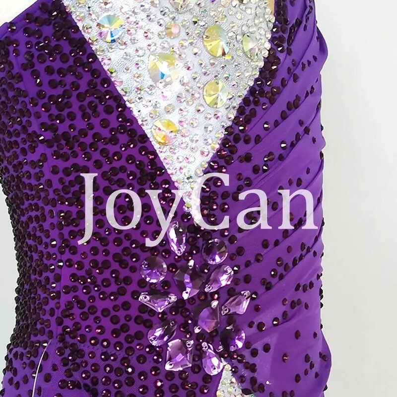 JoyCan-leotardos de gimnasia Rhthmic para niñas y mujeres, Ropa de baile elegante de Spandex púrpura para competición