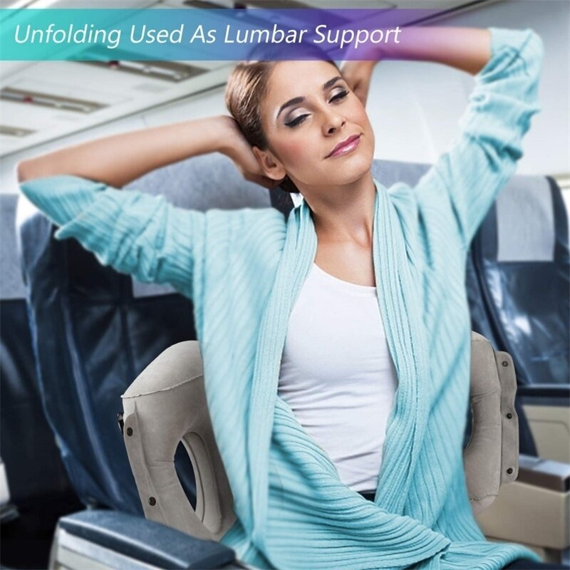 Almohada inflable de viaje para el cuello, multifunción para soporte Lumbar avión, tren, coche, casa y oficina