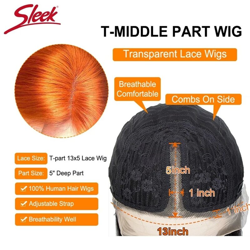 Sleek Ginger Orange Lace Front Short Bob Wigs Highlight P4/27# Brazilian Human Hair Wigs 200% Density Natural Remy Human Hair