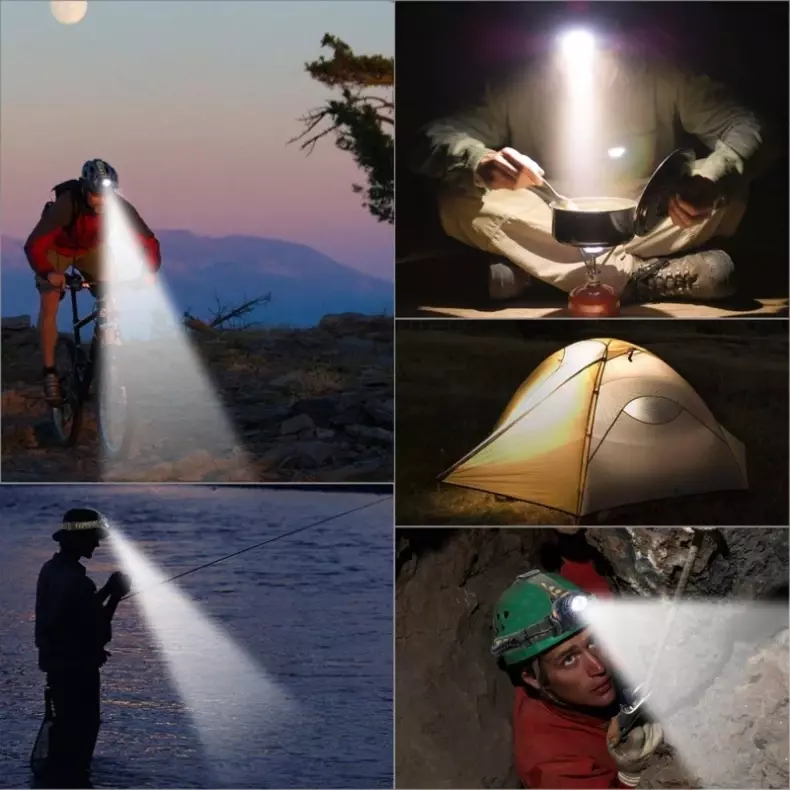 Super Bright Big Light Cup LED Headlamp High Lumen 18650 Rechargeable Headlight Waterproof Head Lamp for Camping Hiking Fishing