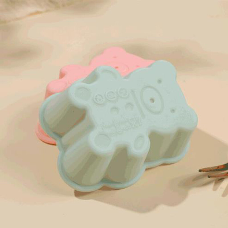 Cute Bear Shape Cake Small Mold Cartoon Silicone Biscuit Model Kitchen Baking Decoration Accessories Handmade Soft Candy Mould