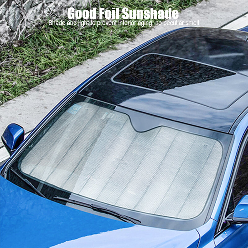 Pare-soleil de voiture 145x70Cm 140x70Cm 130x70Cm, 5 couches de protection solaire épaissie en feuille d'aluminium, isolation thermique