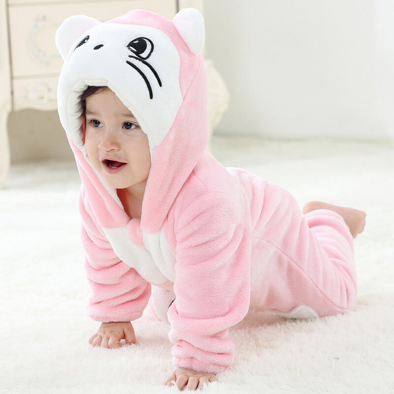 Macacão de flanela de peça única para bebê Cosplay animal do Dia das Bruxas Trajes de Palco Performance, Pijamas com capuz infantil, pijama para bebê