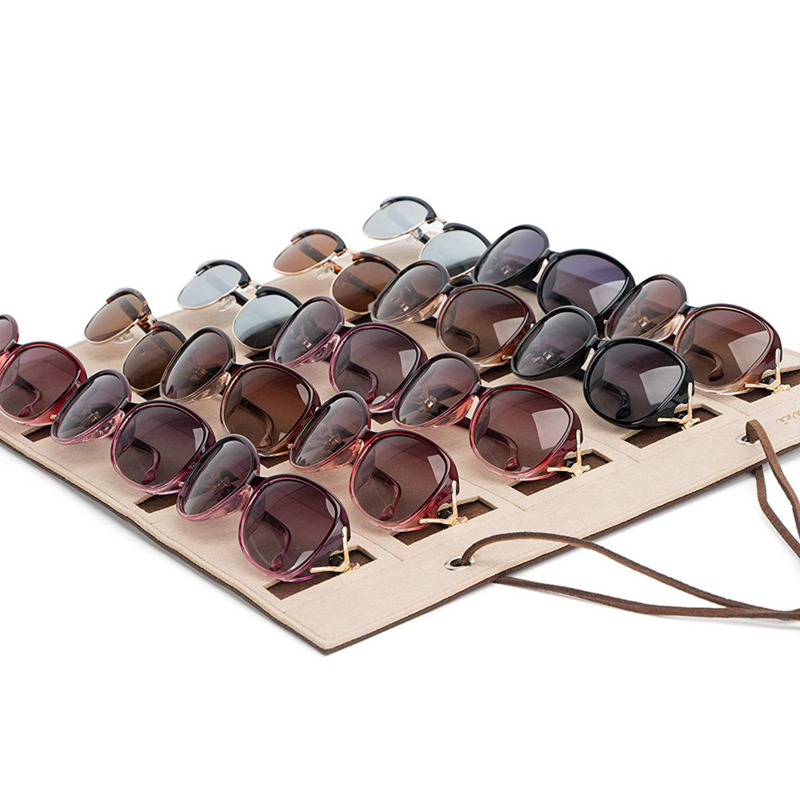 Bolsa organizadora de alta calidad para gafas de sol, contenedor de almacenamiento de 15 rejillas para colgar en la pared, 1 piezas