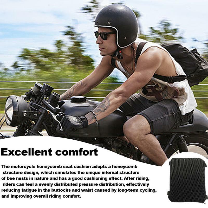 Cojín de asiento de motocicleta de panal 3D, alivio de presión, antideslizante, cómodo, amortiguador, bicicleta