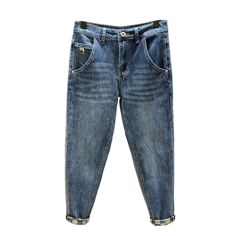 Zomer Dunne Jeans Heren Ademende Comfortabele, Zachte Elastische Trendgeprinte, Modieuze Casual Broeken