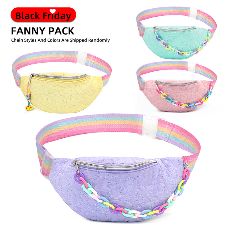 Animal Print Embroidered Fanny Pack Cute Waist Bag Child Mini Outdoor Belt Bum Bag Girls Casual Crossbody Chest Purse