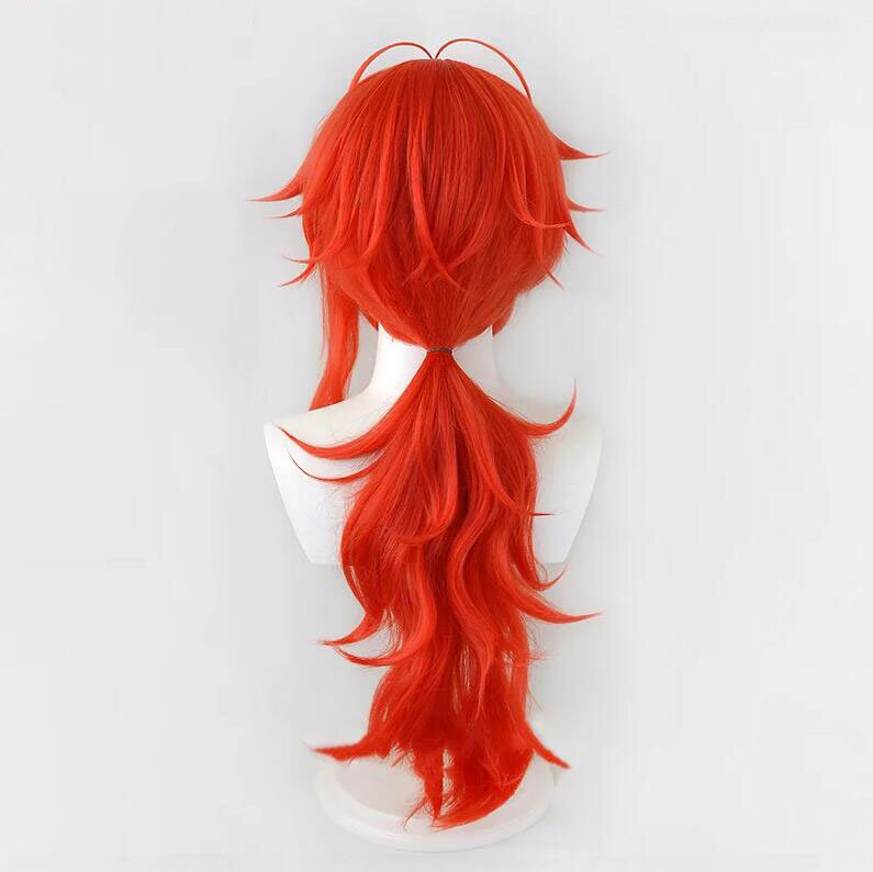 Game  Cosplay Diluc Ragnvindr Wig Diluc Long Orange Red Heat Resistant Synthetic Hair Halloween Wigs