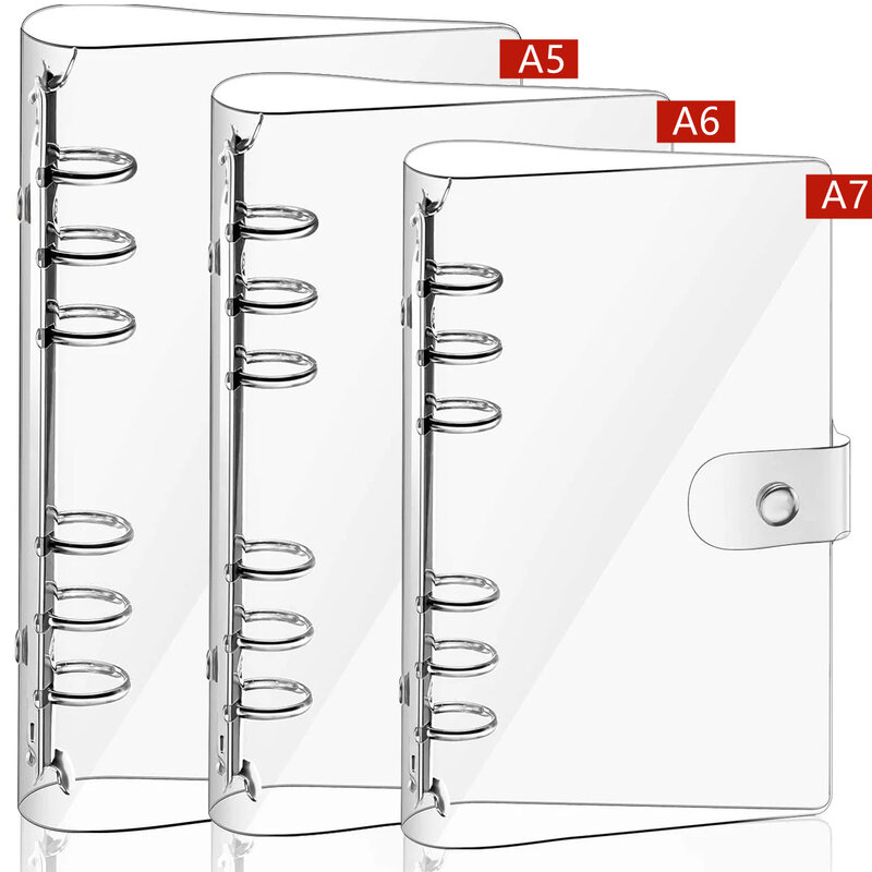 Прозрачная мягкая обложка для бумаги из ПВХ с 6 кольцами A7, A6, A5
