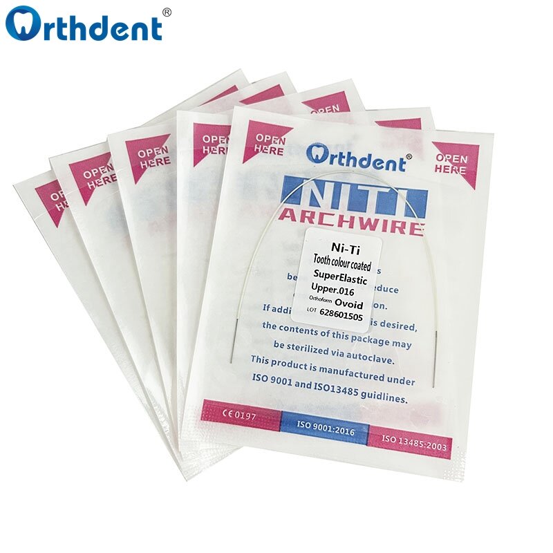 10 упаковок, Стоматологическая Ортодонтическая Проволока с белым покрытием Niti Archwire Ovoid, круглая/прямоугольная форма, материал для стоматолога