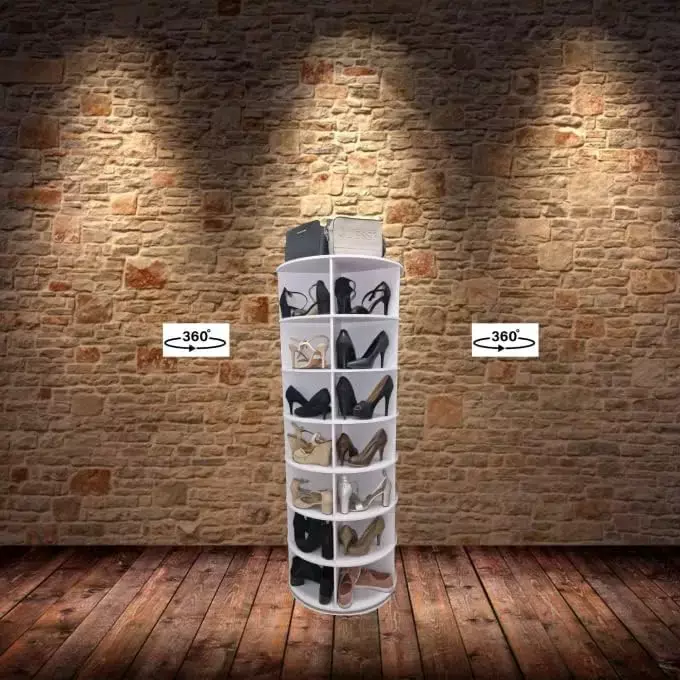 Zapatero giratorio Original de 360 °, estante de zapatos giratorio, uno y solo que contiene 35 estantes, suministros de muebles Soporte de 7 niveles