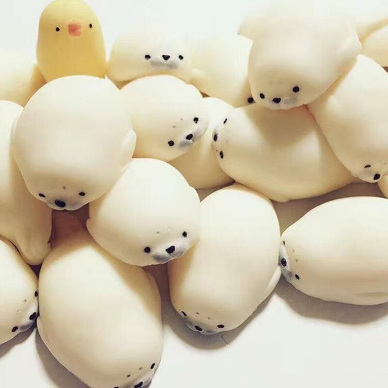 Cute Animal Squeeze Toy Soft White Seal Stress Relieve Squeeze Healing Toy Adult Kids Gift