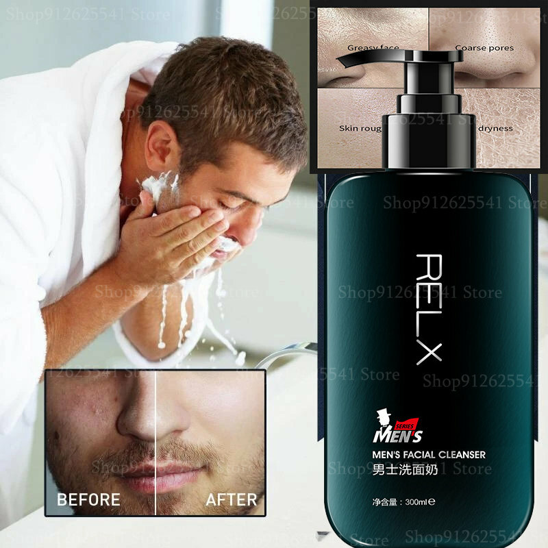 Detergente per il viso con aminoacidi detergente per la rimozione dei punti neri per gli uomini controllo dell'olio Anti Acne idratante pulizia profonda cura della pelle