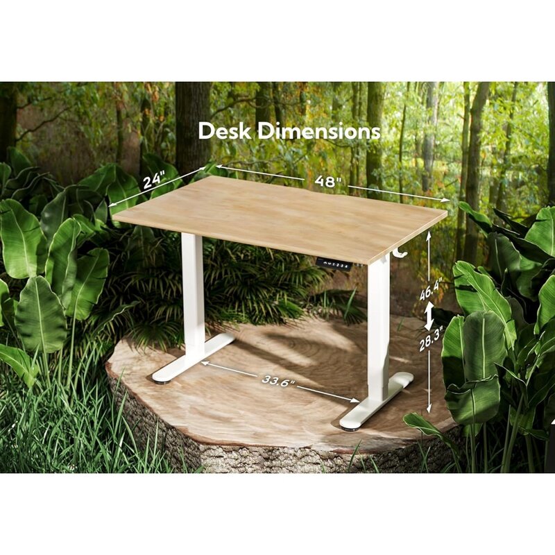 Bureau sur pied électrique en bois massif, réglable 48x24 amaran, recommandé pour un bureau entier, assis, maison, bureau