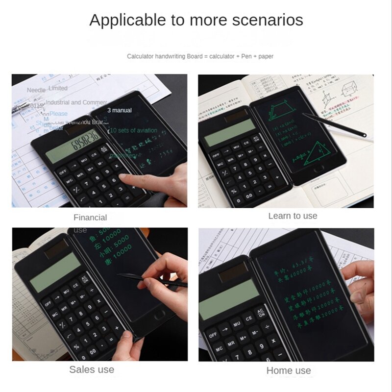 Mini Calculadora Solar com LCD Stylus, Tablet Gráfico Digital, calculadoras portáteis, bloco de escrita, 6,5"