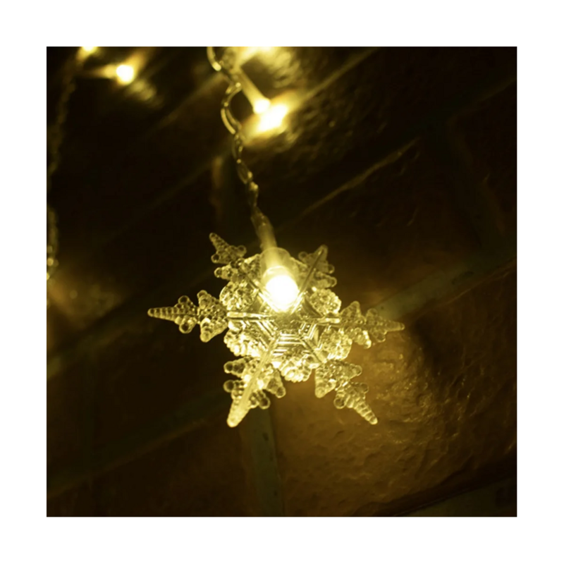 96 LED Snowflake String Lights Snow Fairy Garland Decoration for Christmas Halloween New Year Home Decor EU Plug-B