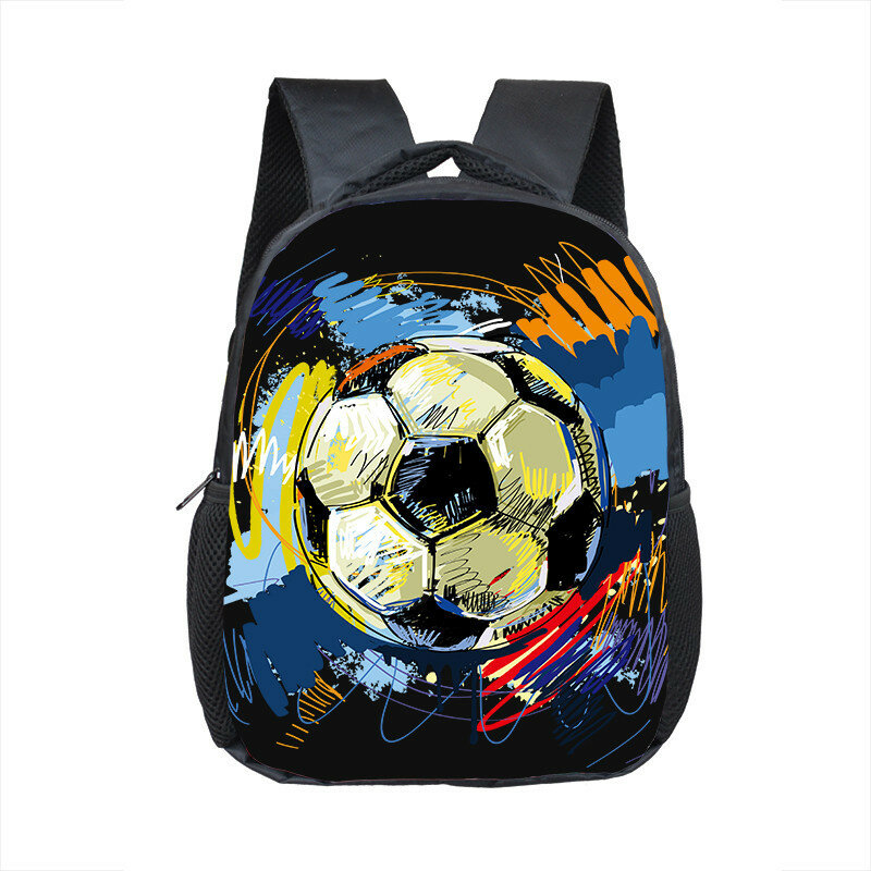 16 Inch Cool Soccerly / Footbally Print Backpack for 3-6 Years Old Kids Children School Bags Small Toddler Bag Kindergarten Bags