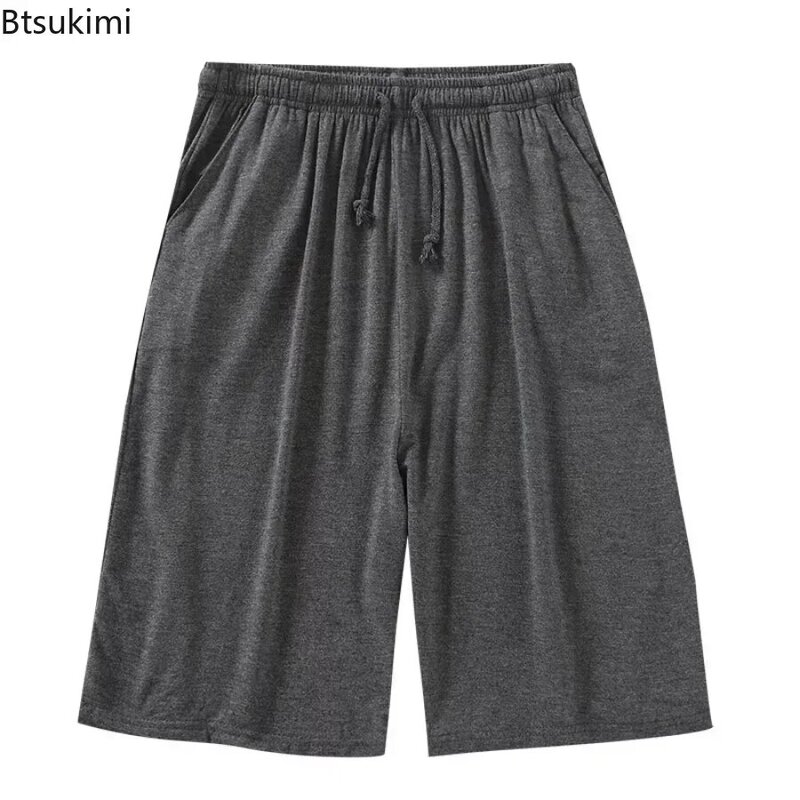 Summer New Men's Solid Casual Pajama Shorts Fashion Simple Modal Cotton Sleep Bottoms Men Soft Beach Short Trousers Plus Size8XL