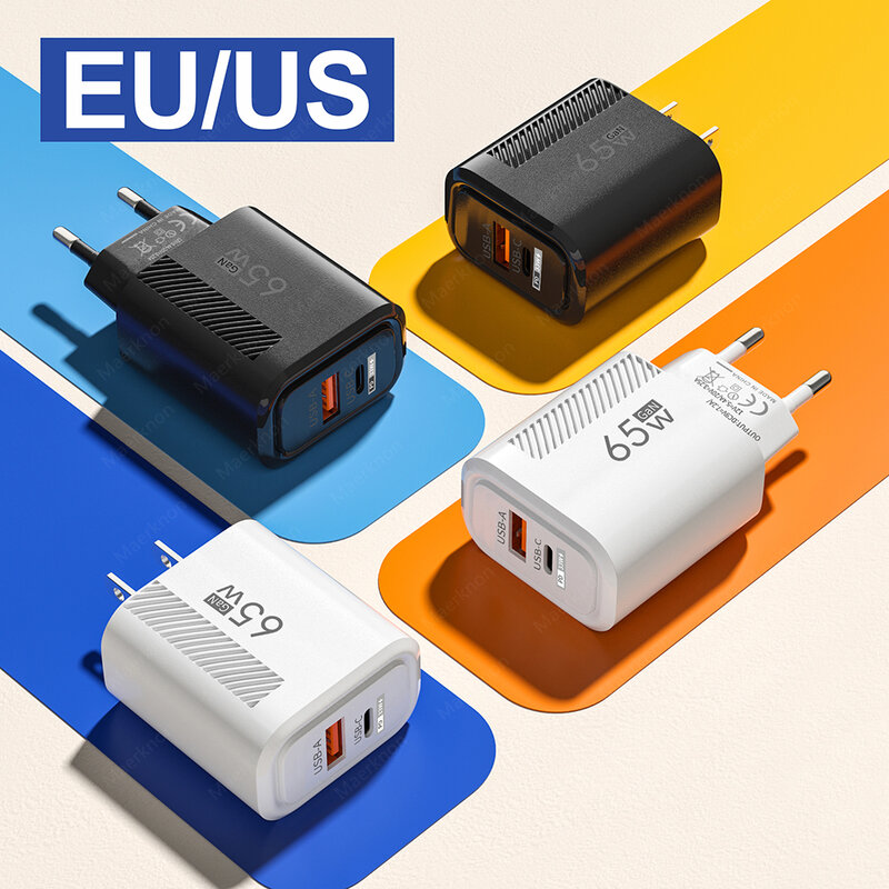 GaN-Chargeur mural USB Type C, Charge rapide 65W, Adaptateur PD pour téléphone, iPhone 14, Xiaomi, Samsung, Huawei